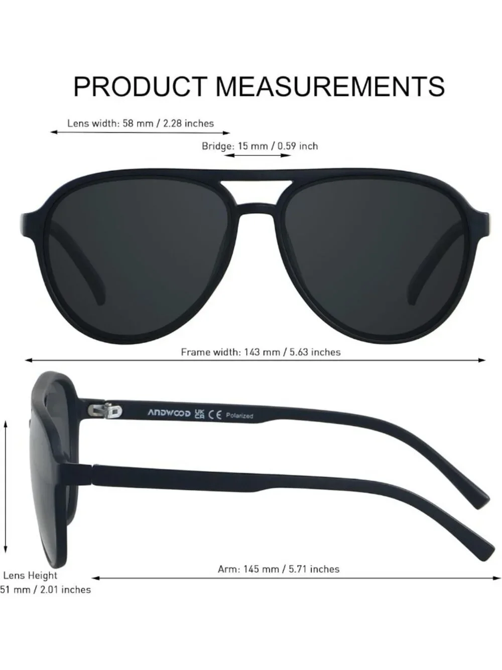 Stylish Polarized Aviator Sunglasses for Men & Women | Tangle-Free Pilot Shades